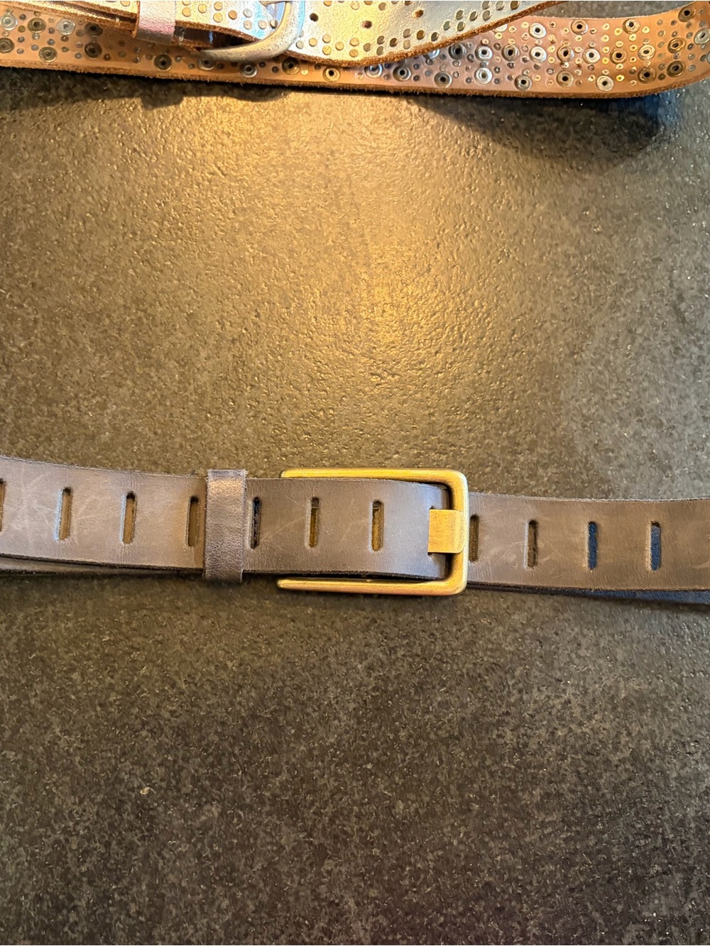 Free People belts size M/L Studded Silver Leather Belt and Brown belt - Picture 7 of 7